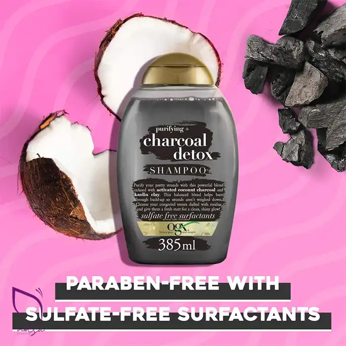 شامپو ذغال او جی ایکس OGX charcoal detox بدون سولفات و پارابن