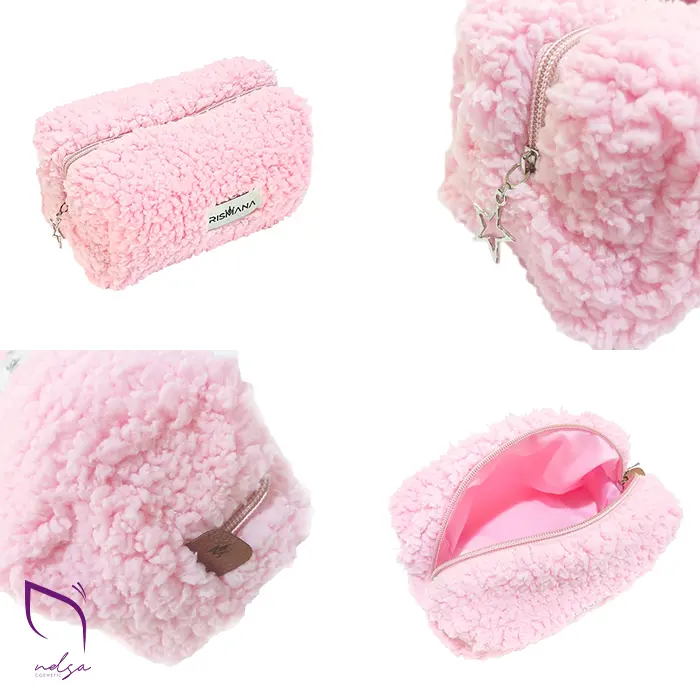 کیف آرایشی مکعبی تدی ریسمانا - صورتی اندازه کیف آرایش و جامدادی مکعبی تدی ریسمانا