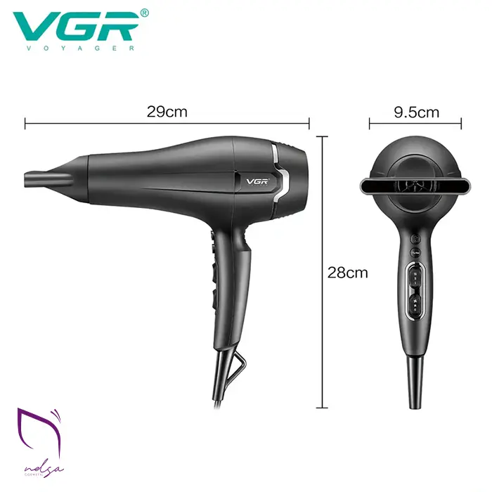 ابعاد سشوار VGR مدل V-450 اندازه سشوار وی جی آر مدل V-450