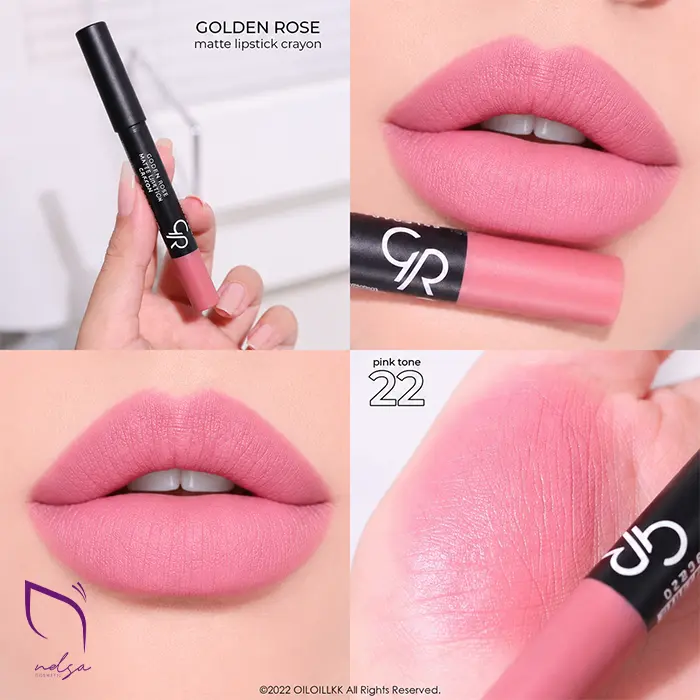 رژ لب مدادی مات گلدن رز مدل Crayon - 22