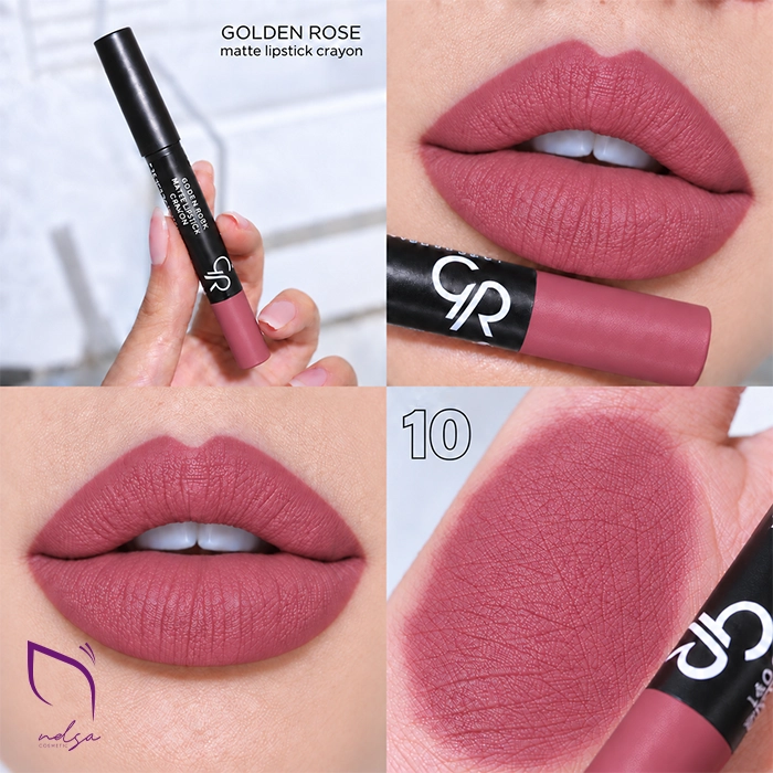 رژ لب مدادی مات گلدن رز مدل Crayon - 10
