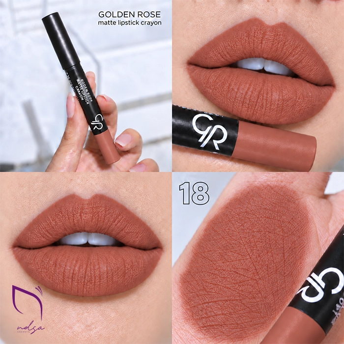 رژ لب مدادی مات گلدن رز مدل Crayon - 18